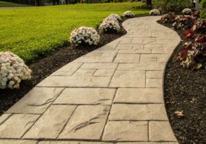 Stamped concrete footpath