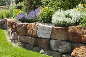 Dry stacked stone wall